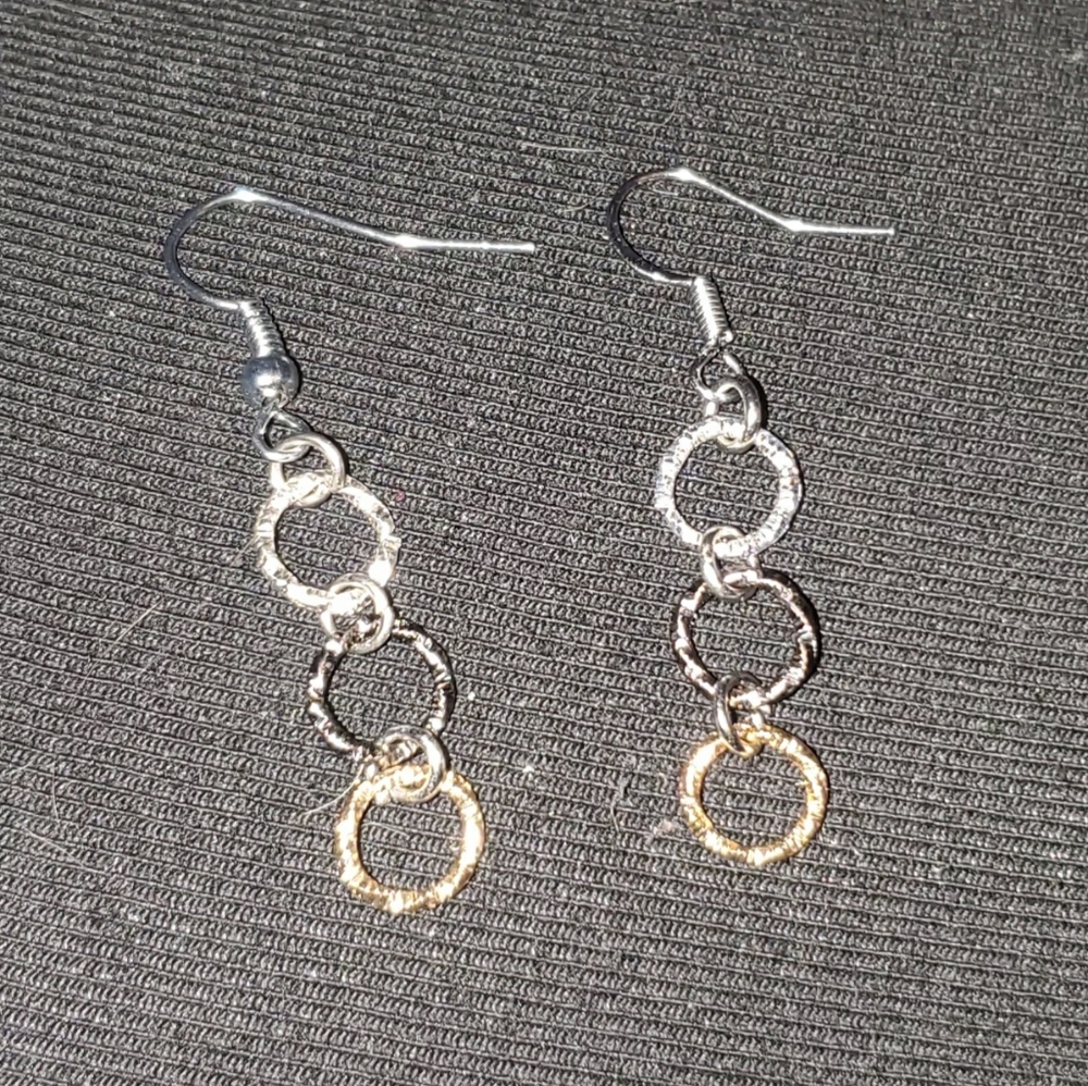 Handmade Tricolor Chainmail Style Earrings
